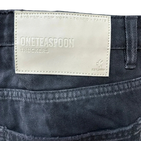 One Teaspoon NWT Messed Trucker Mid Waist Straight Leg Jeans Size 18 - Picture 6 of 10